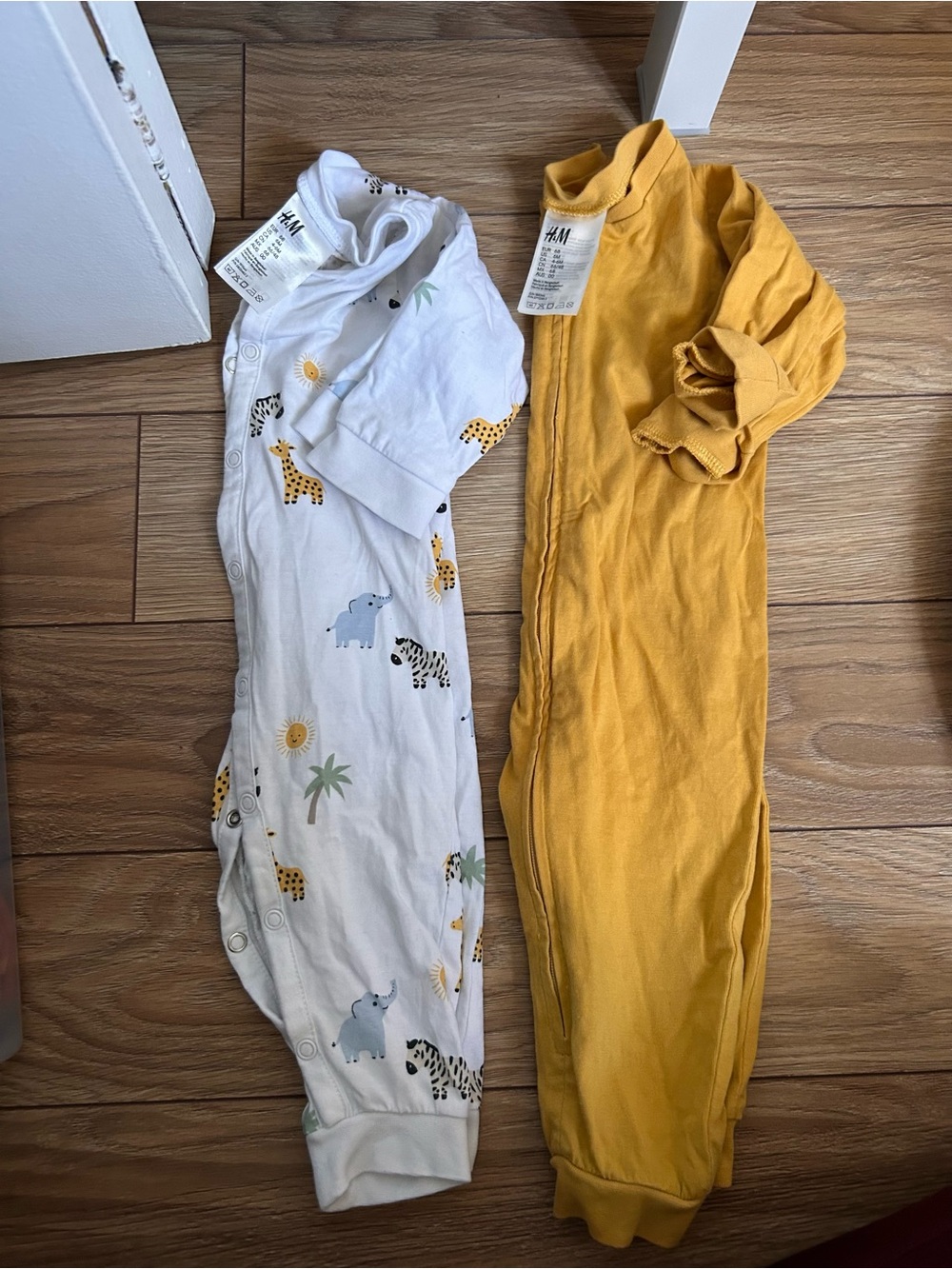 H&M White Safari Print & Mustard Yellow Sleep Sack Pair